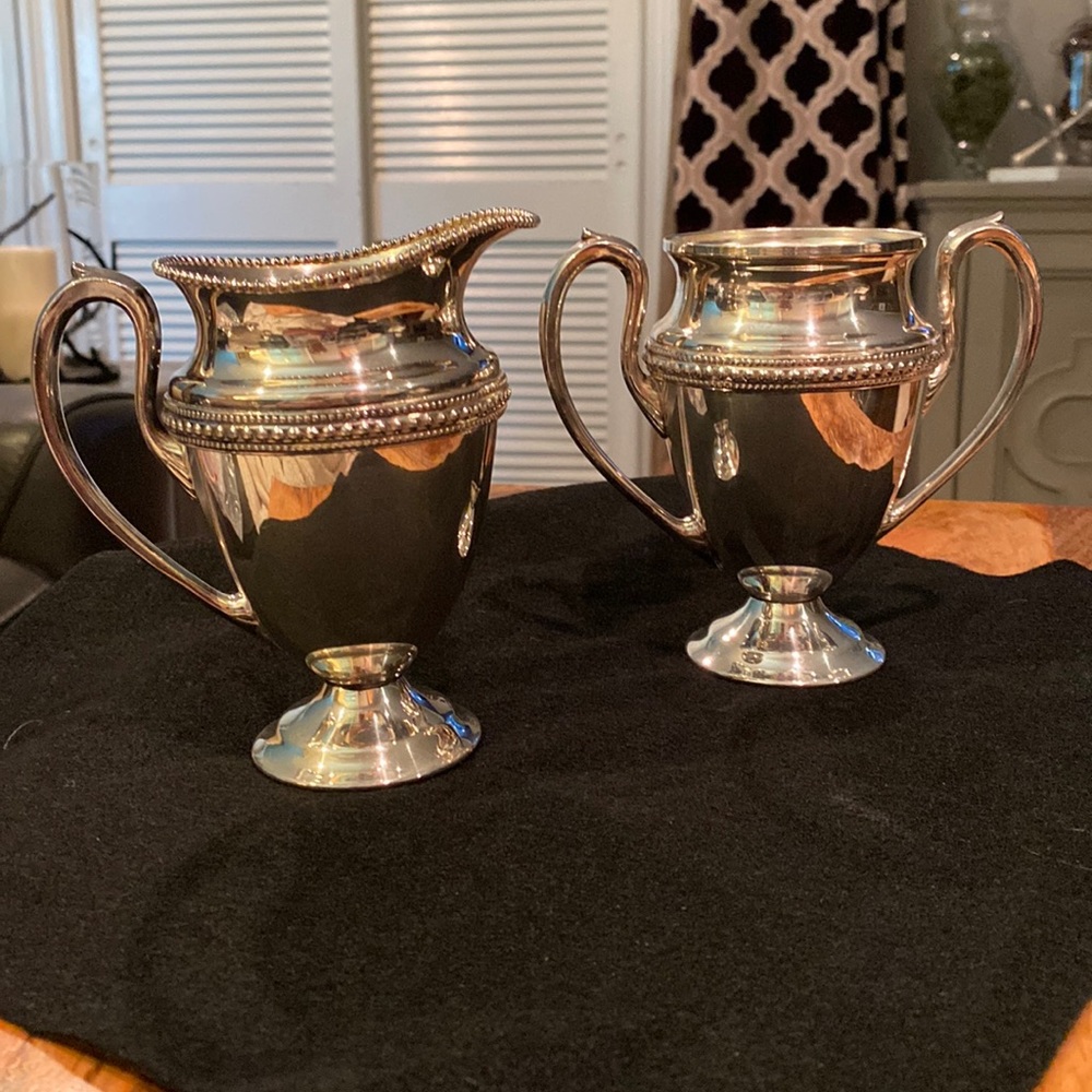 Silver sugar and creamer set